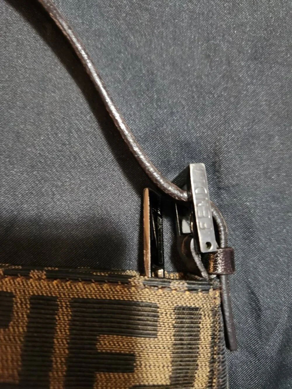 Fendi Zucchino FF Canvas Pochette Shoulder Bag 8BR042 Brown